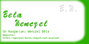 bela wenczel business card
